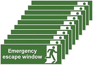 YIKIADA Emergency Escape Stickers Vinyl 15 × 5 cm Self-Adhesive Exit ...