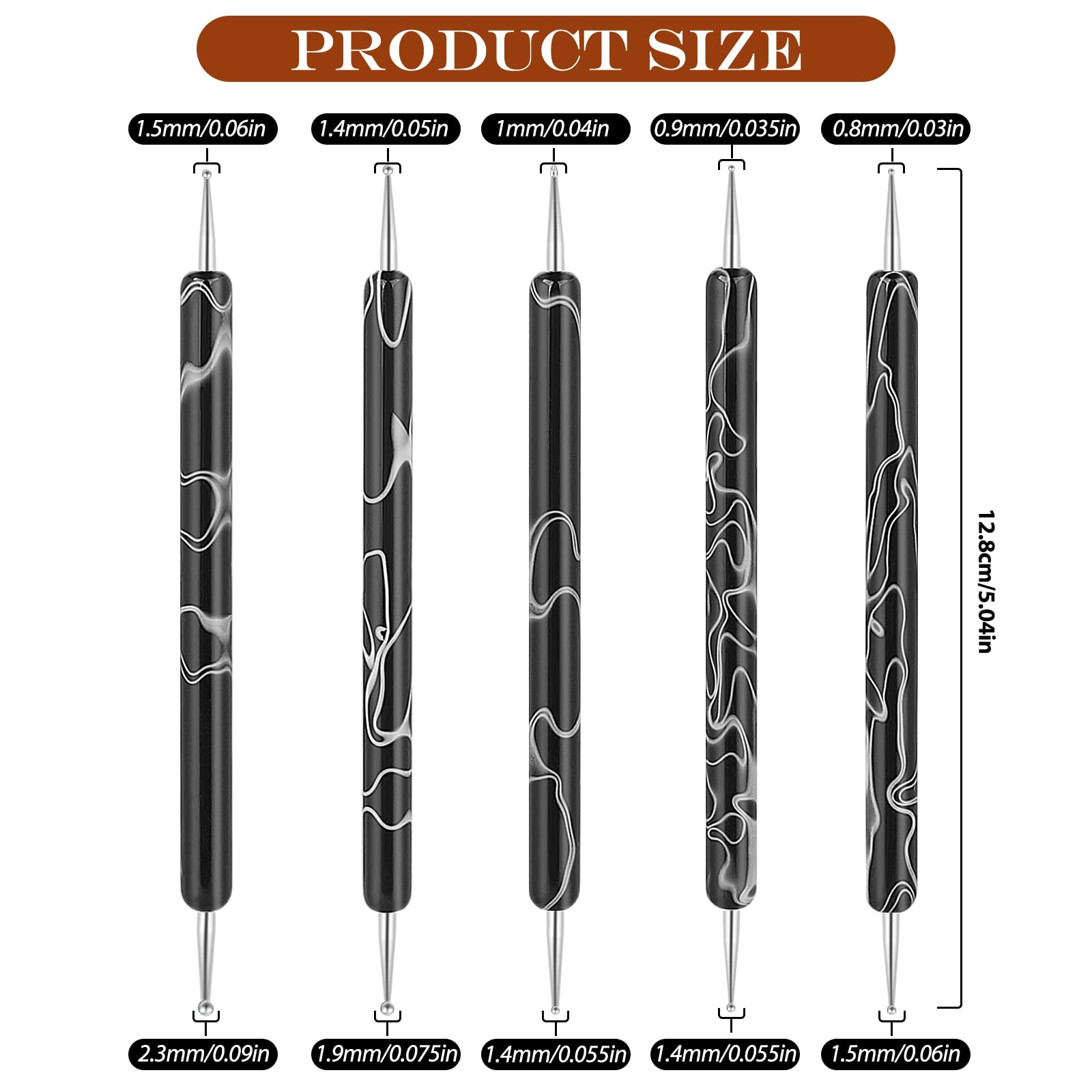 5 sztuk Nail Design Dotting Tools Nail Art Narzędzie do zdobienia paznokci Pędzel Punkty Pędzel Kropka Pisak Marbleizing Narzędzie do Marbleizing Narzędzie do manicure