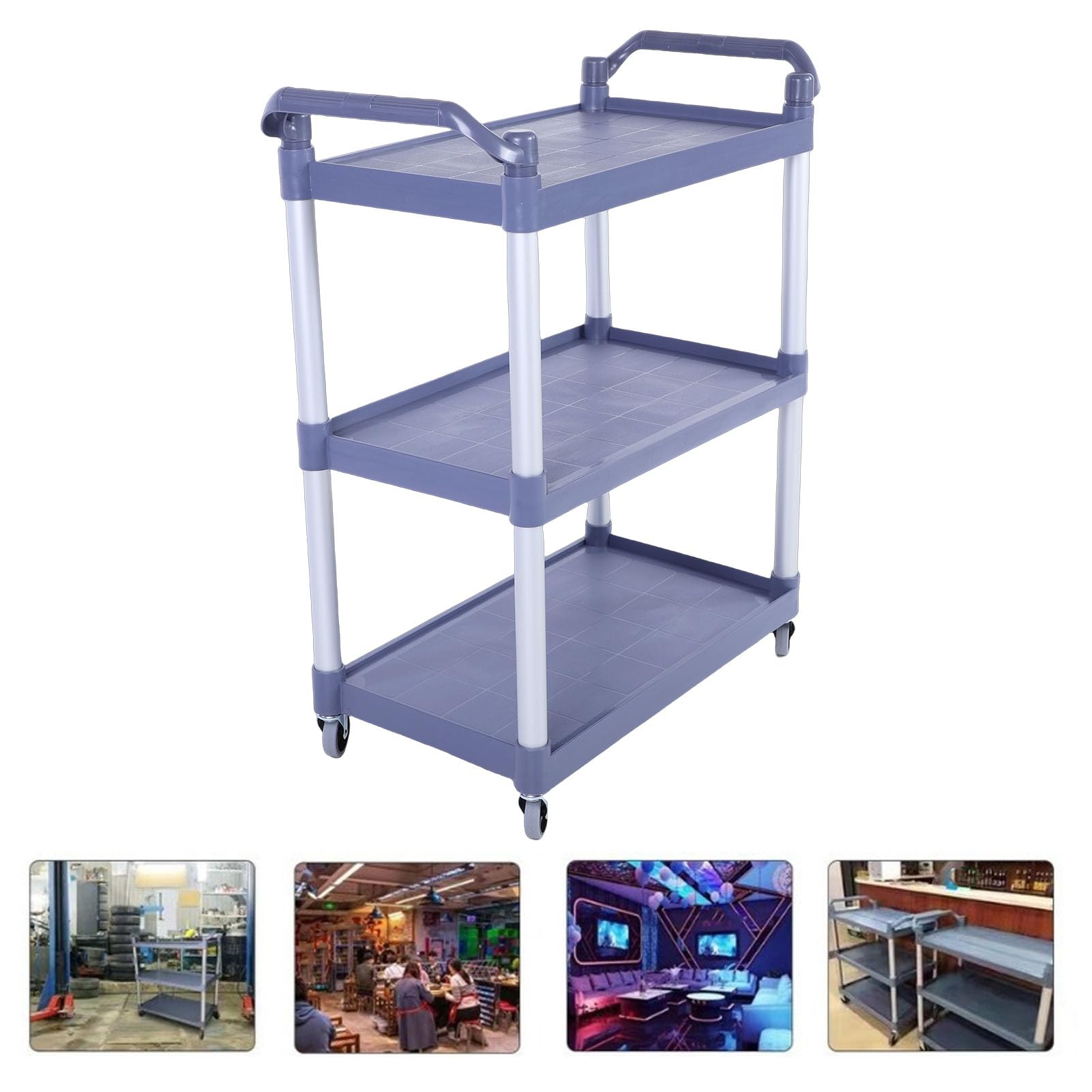 Luocute Carrello Portautensili, Carrello Portautensili per Carichi Pesanti a 3 Livelli con 4 Rotelle Universali e Maniglia Ergonomica, capacità di 150 Kg per Garage, Officine,
