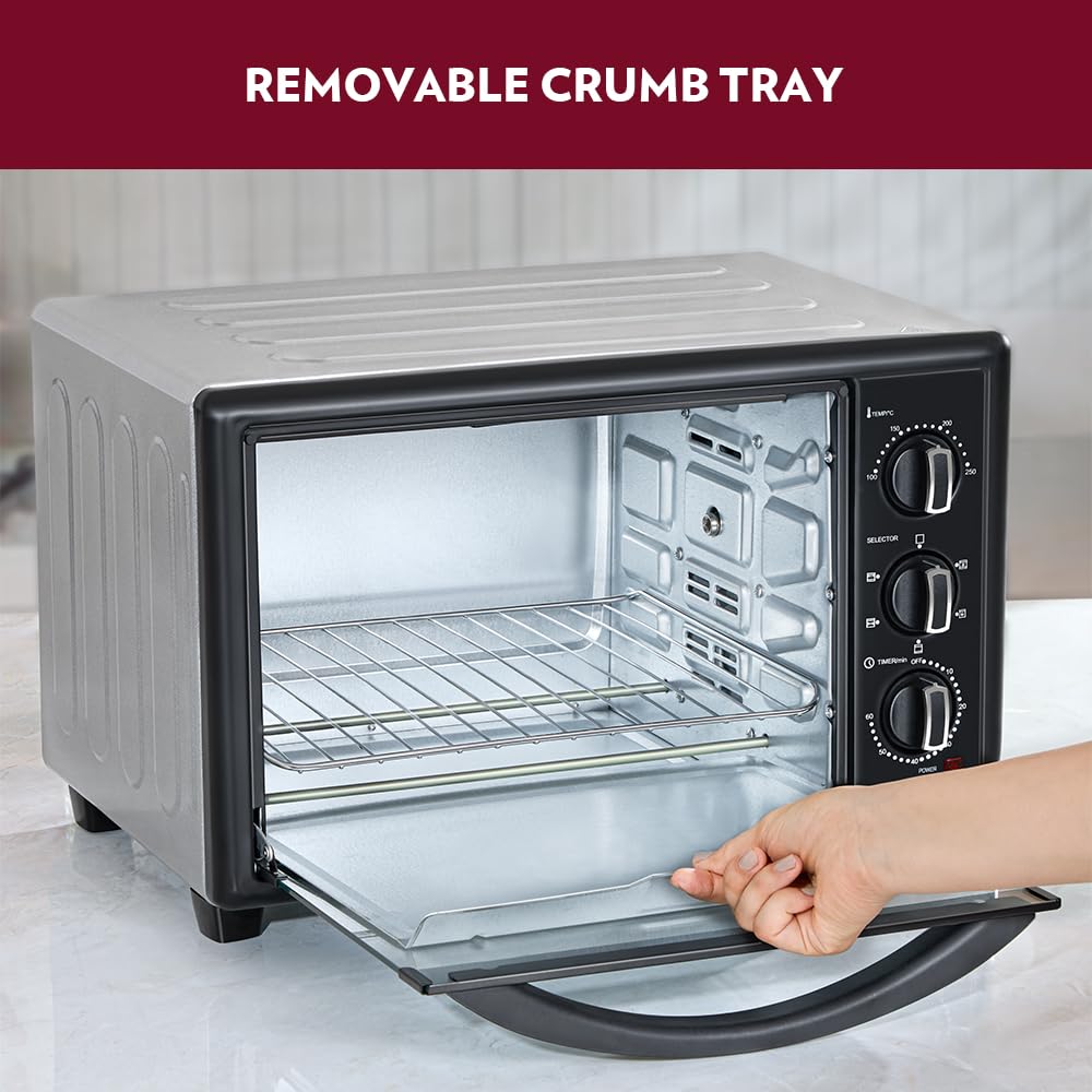 Borosil Prima Pro 30 L OTG Removable Crumb Tray