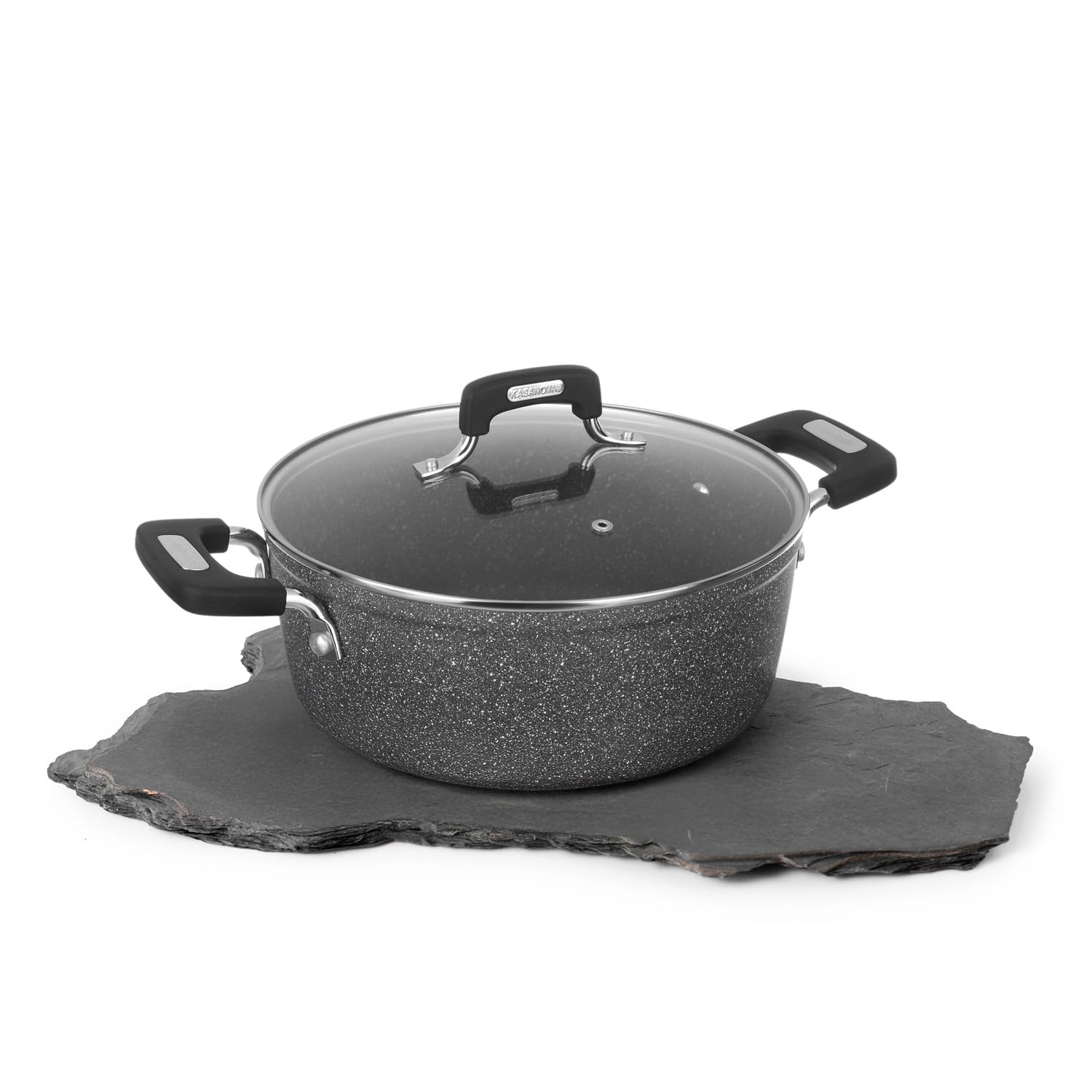 NOUVEAU PETRA DARK CASSEROLE 26 CM COUVERCLE EN VERRE