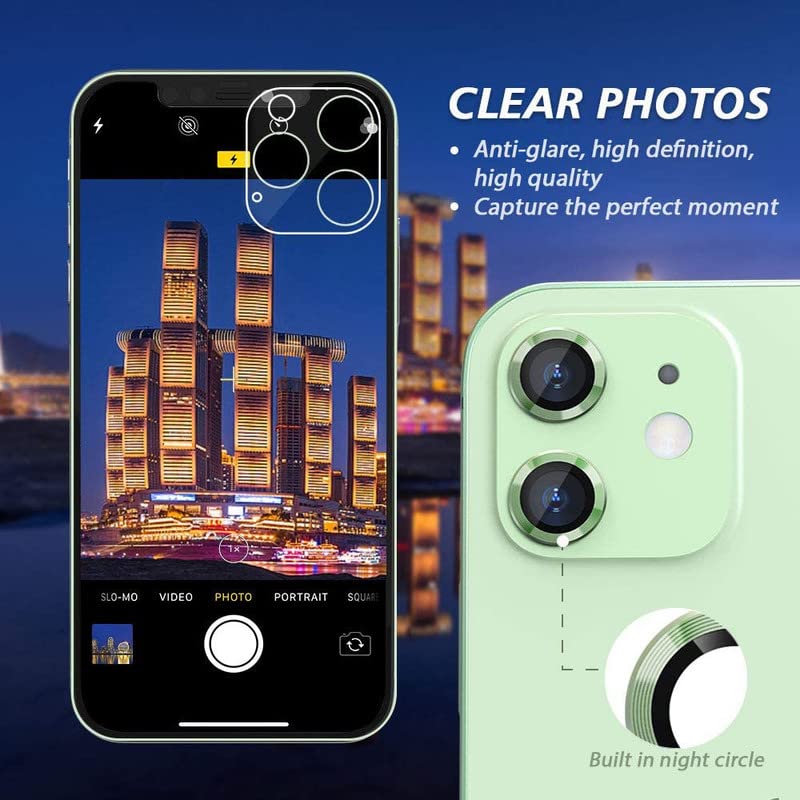 Image of ZYBUX Camera Lens Protector compatible with iPhone 11| High Clarity Scratch Proof 9H Hardness Anti-Spy Anti-Scratch Glass and Aluminum Trim [ Metal ] - (Green)