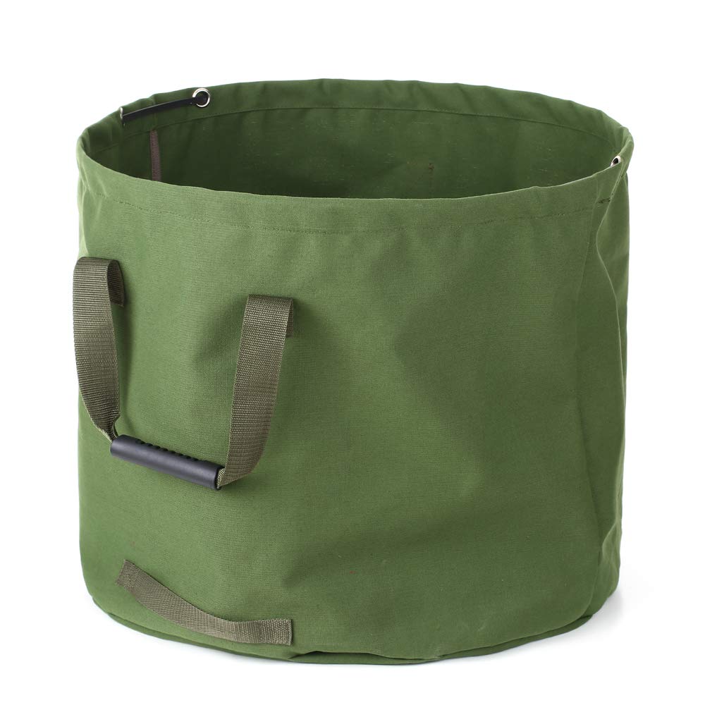 Juroupi Collapsible Garden Bag Canvas Reusable Gardening Bag Water Resistant Garden Leaf Waste Bag Waste Sack Yard Waste Bag