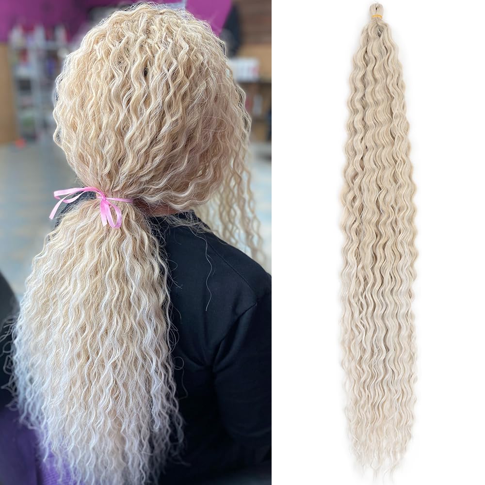 Dsoar 30 Zoll 3 Packs Tief Twist Crochet Hair Ocean Wave Curly Bohemian Crochet Braids Deep Wave Hair Bundles Synthetische Haarverlängerungen für Frauen