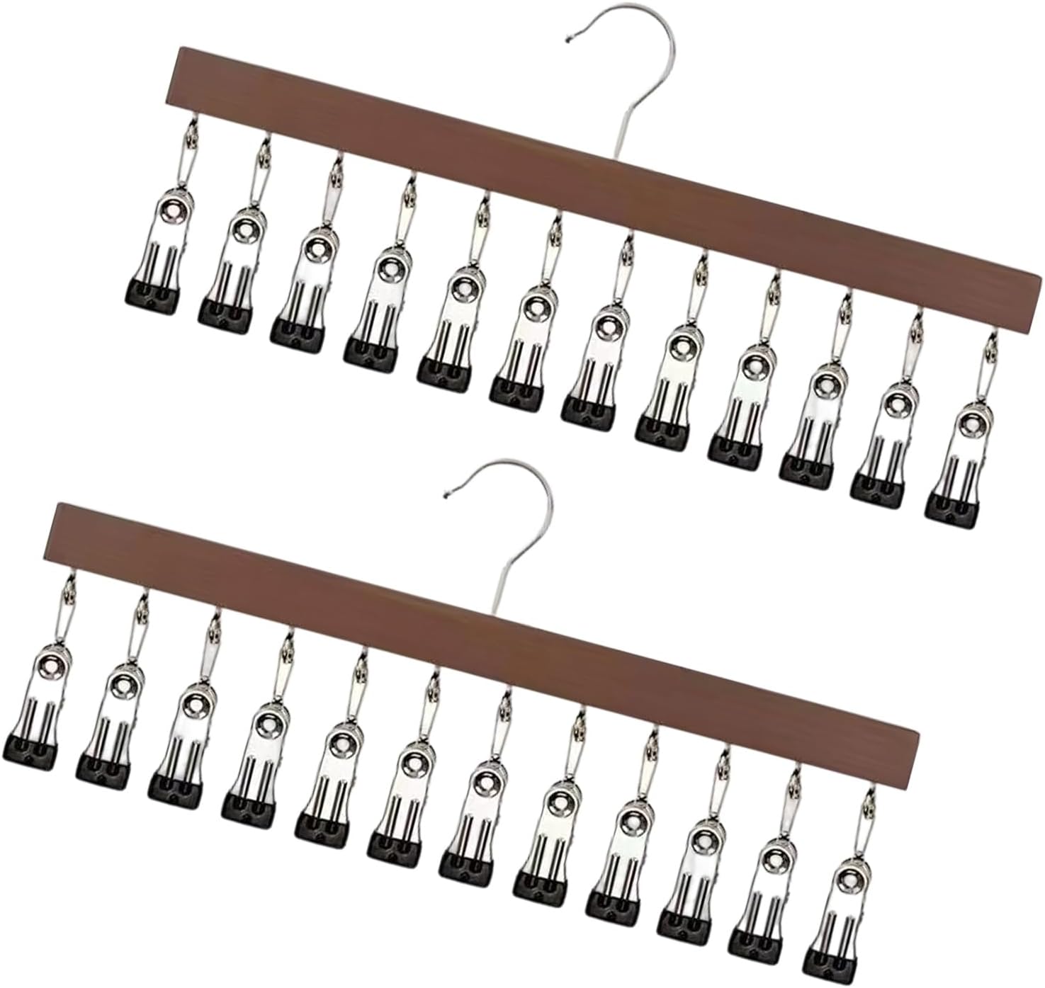 ordinarYone Wooden Wall Mounted Hat And Sock Organizers With Multiple Clip For Space Saving Storage