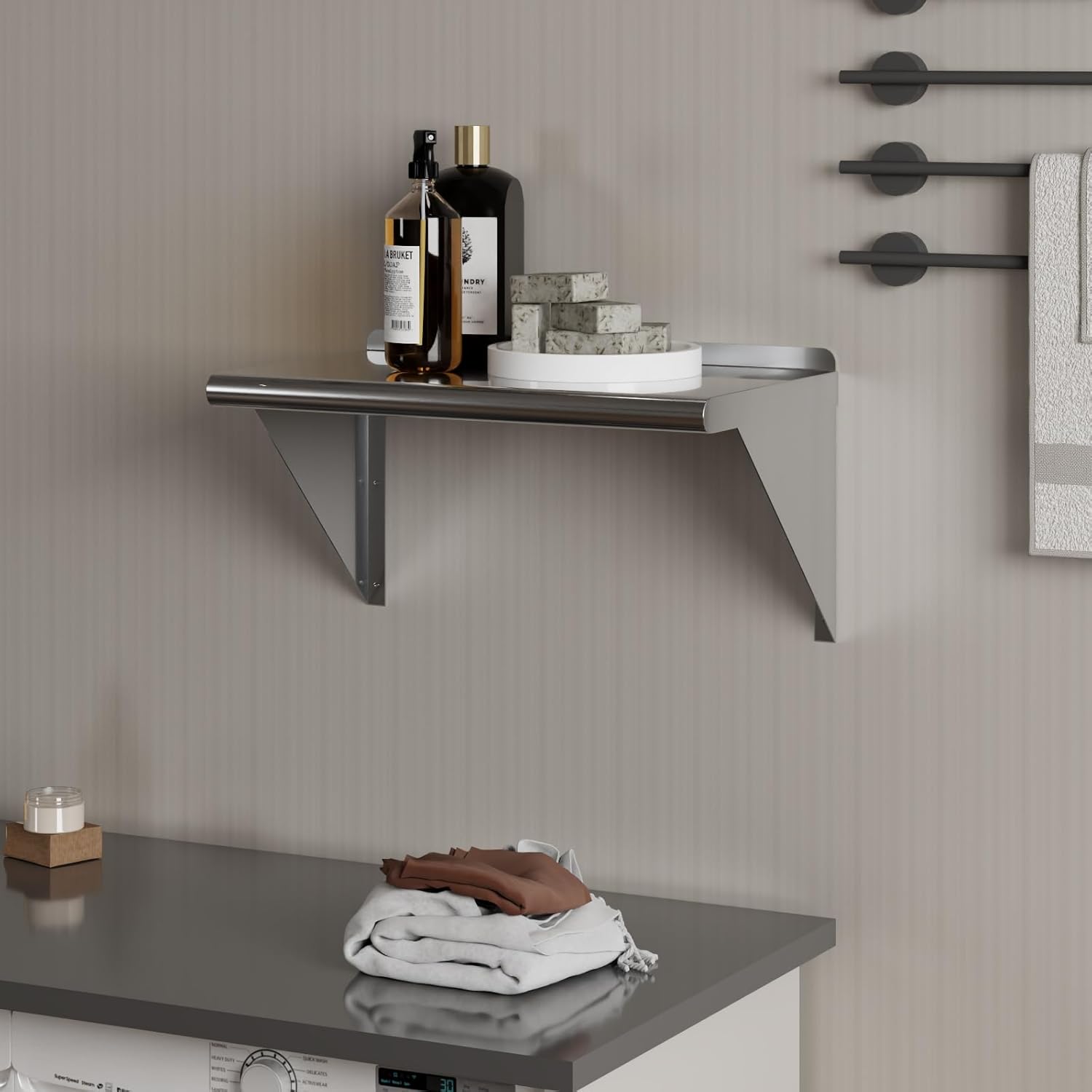 AmGood 14" Width x 24" Length | Stainless Steel Wall Shelf | Square Edge | Metal Shelving | Heavy Duty | Commercial Grade | Wall Mount | NSF Certified