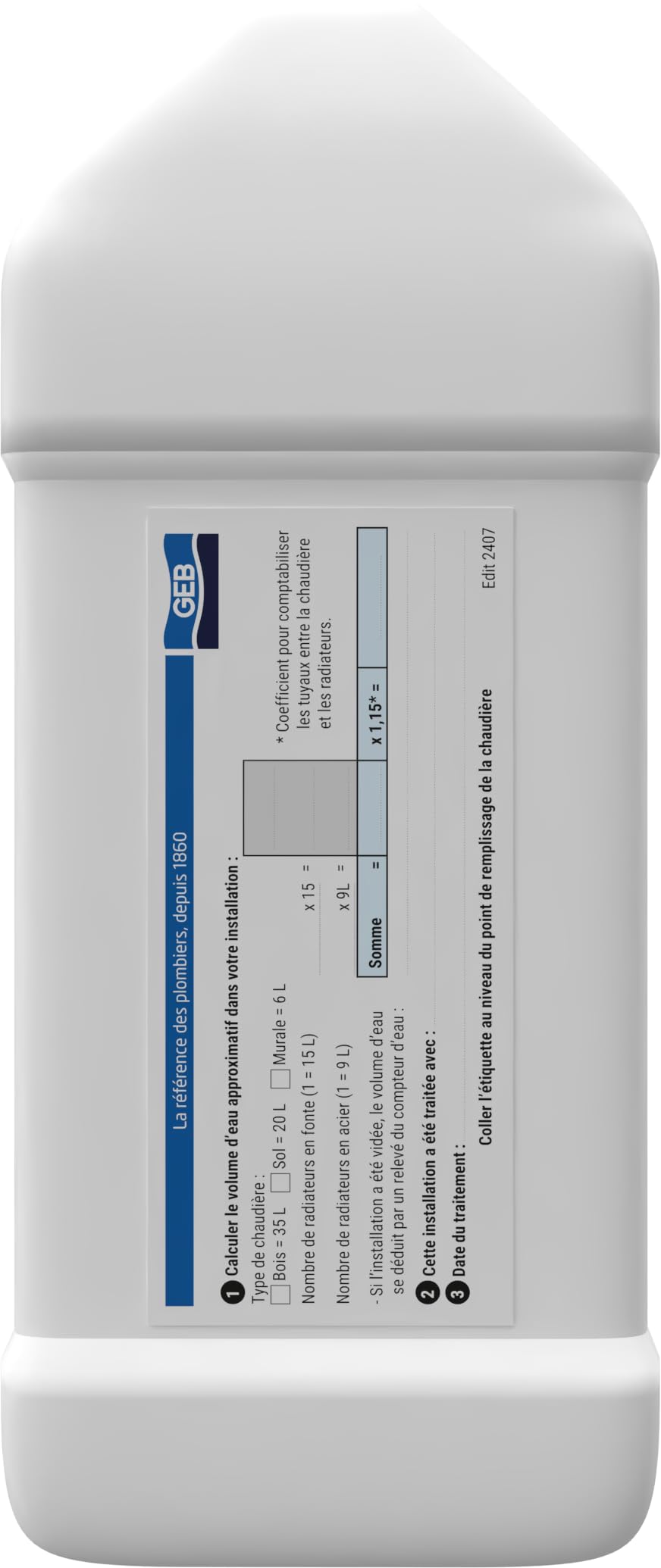 GEB Chauffage - Nettoyant Désembouant G3, Permet de nettoyer les installations de chauffage et planchers chauffants - 1 litre