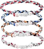 4 Pieces Baseball Necklaces for Boys&comma;Three Braided Rope Tornado Sports Titanium Necklaces&comma;Baseball Accessories Drip