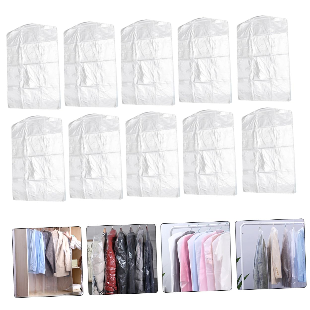Funda Protectora de Traje Transparente Pp 100 Piezas 60x100 Cm | Reutilizable y Portátil, Ligera para Colgar, Presentación para Tintorería y Tiendas