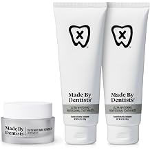 Whitening Powder + Ultra Whitening Toothpaste Complete Whitening Bundle for Sensitive Teeth with Hydroxyapatite Fluoride & Hydrogen Peroxide ADA Approved, Non-Abrasive & Vegan