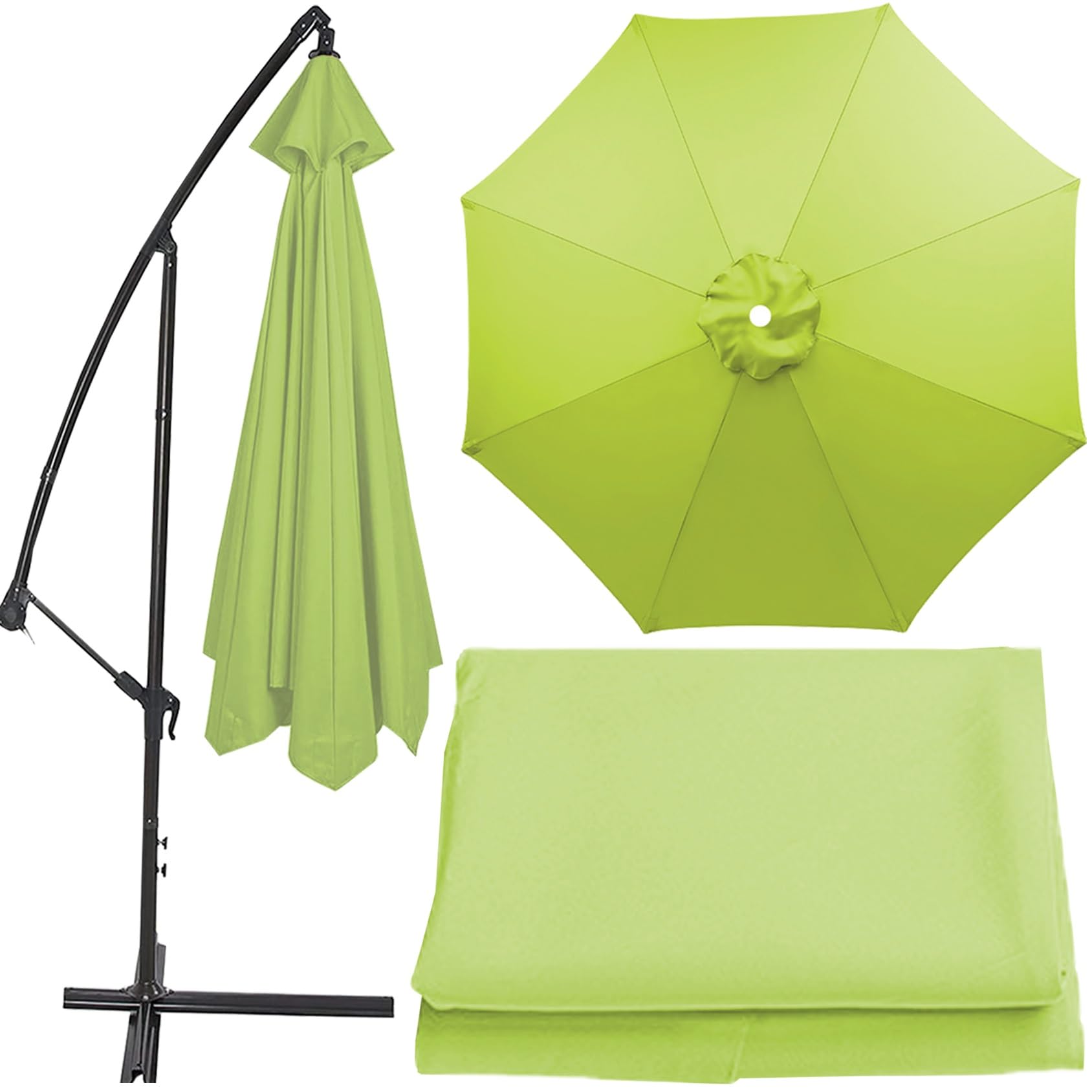 Universal Umbrella Replacement Cloth Parasol Umbrella Replacement Canopy Cover 200cm/270cm/300cm+6 Arms/8 Arms Replacement Parasol Fabric Cover For Garden Umbrella(Color:Grass green,Size:300cm(9.8ft)-