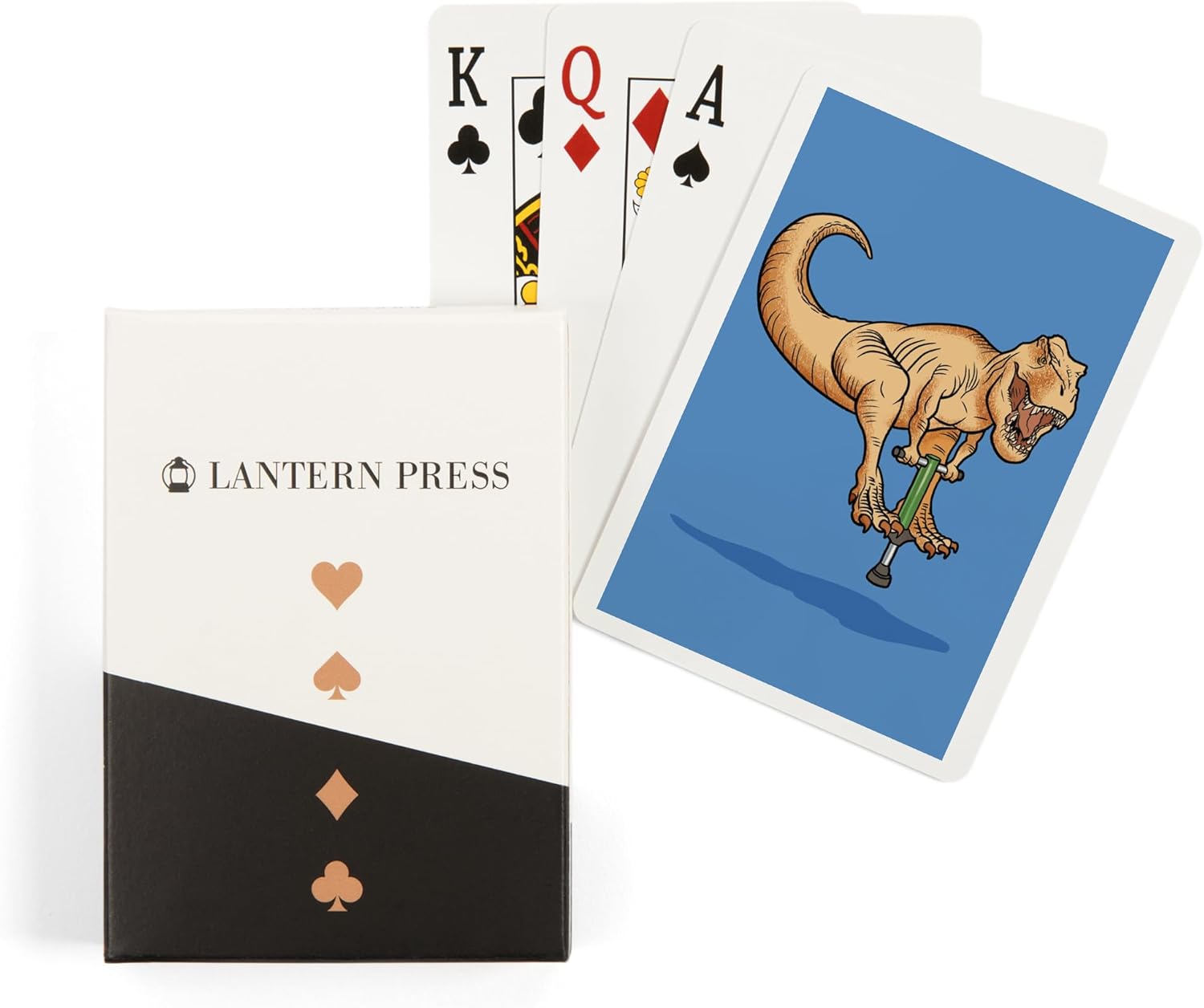 Lantern Press T-Rex and Pogo Stick, 52 Playing Cards for Adults, Poker Size Card Deck