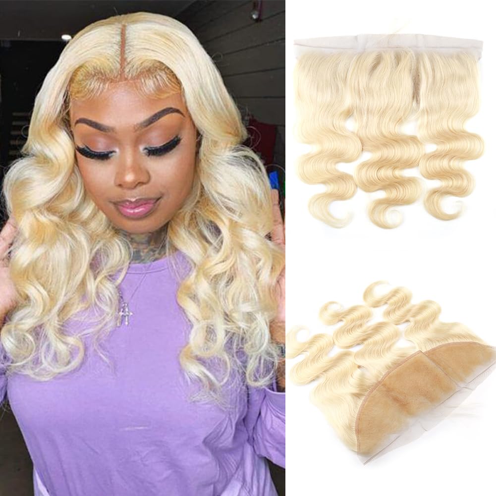 Lace Frontal Closure 13x4 Ear to Ear Lace Frontal Free Part #613 Blonde Body Wave Hair Weaves Pre Plucked Frontal With Baby Hair Brazilian Virgin Human Hair 18inch