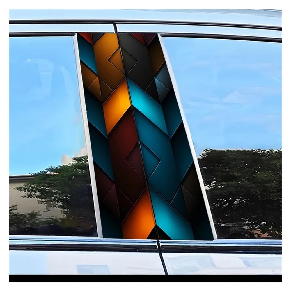 Dabhuoc One Color Car Parts 2Pcs Car Center Column Decal Geometric Texture Pattern Scratch Resistant Film