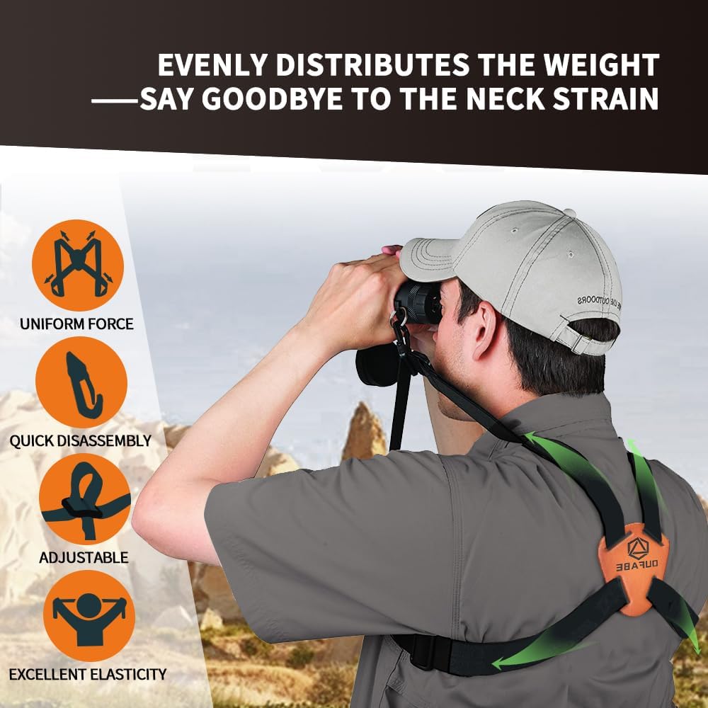 Binocular Harness Strap, X-shaped Adjustable and Deluxe Bino Chest Straps for Hunting, Fits for Carrying Binocular, Cameras, Rangefinders and More - Image 2