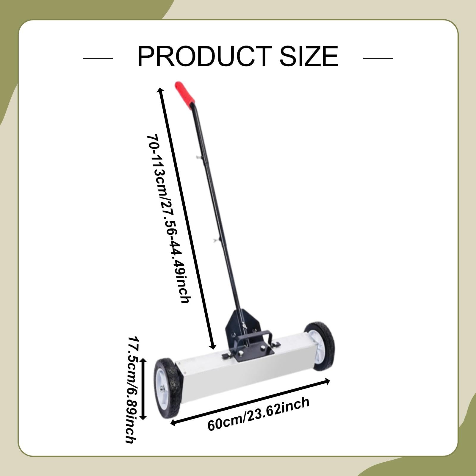 Barredora de Rodillos, Recolector de Metálicas, Herramienta para Techos, Tipo Empuje, para Reparación de Automóviles Y Oficinas, 24 Inch