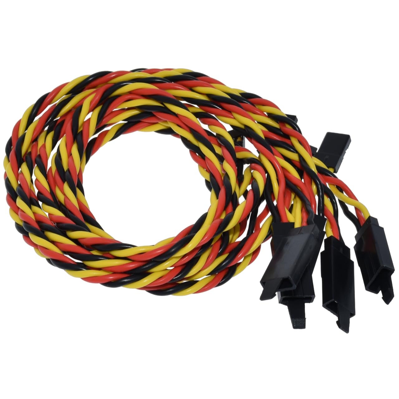 BackBayRC 20 AWG Twisted Servo przedłużacz z klipsem zabezpieczającym, 100 żył, pozłacane piny, izolacja silikonowa, wtyczka JR Style, 45 cm (18 cali), 5 sztuk
