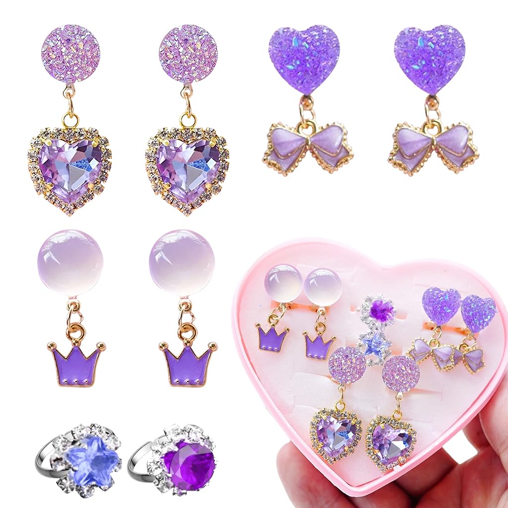MAYCREATE® 4 Pairs Kids Earrings for Girls, Cute Earrings for Girls Stylish Clip On Earrings for Non Pierced Ears, Princess Earrings Set, Shining Earrings Jewelry Dressing Up Pretend Play Jewelry Gift (B0DCZLM4KP) Amazon Price History, Amazon Price Tracker
