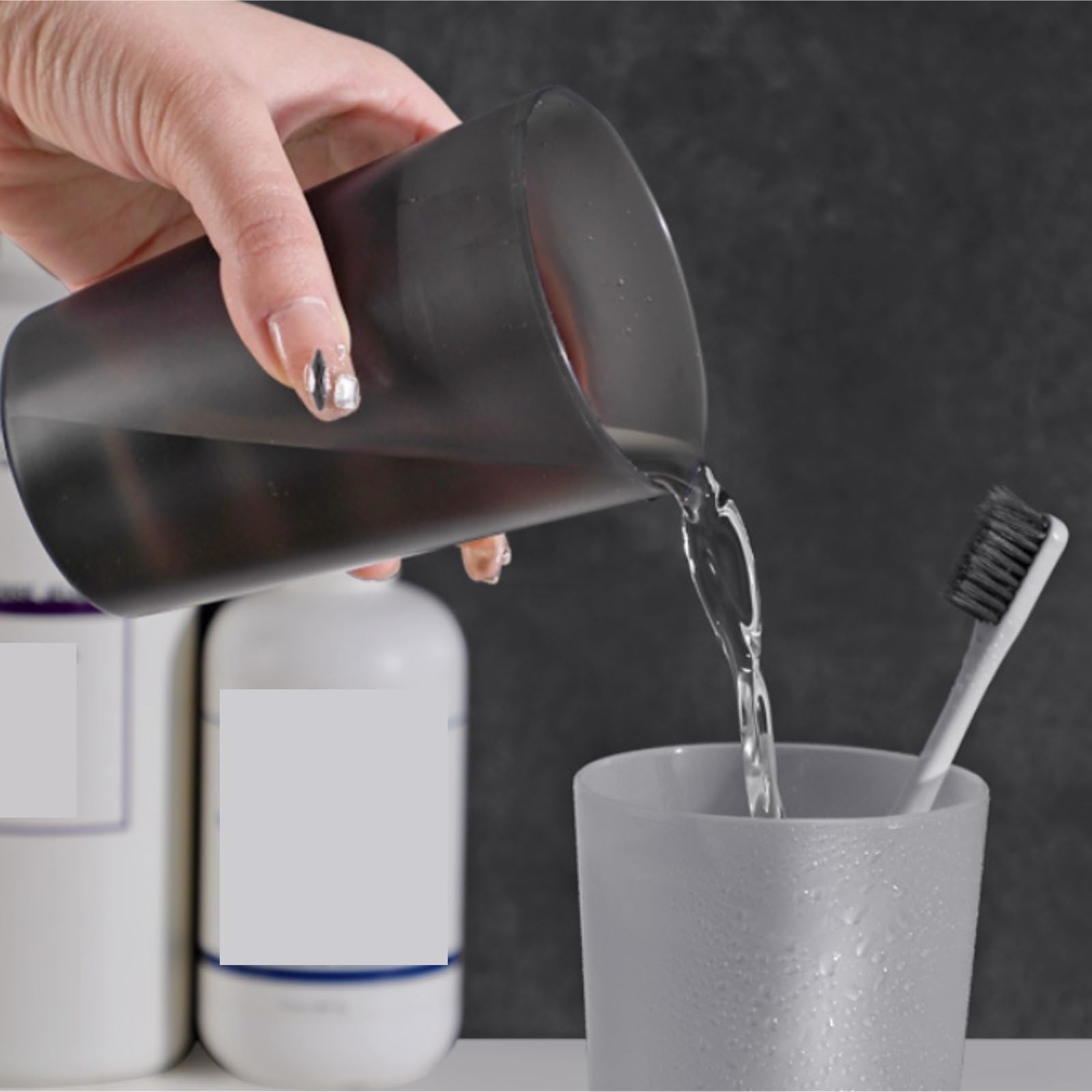 Portacepillos de Dientes para Familia Vaso De Baño Taza Reutilizable Irrompible Cepillo Dientes Tazas Enjuague Bucal Plástico Cocinas(White)
