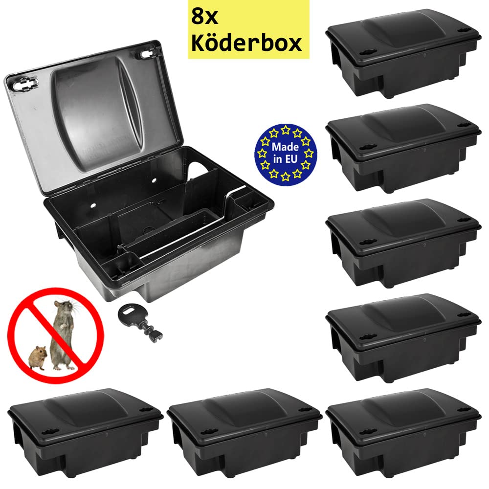 8 x Köderstation Ratten Set Köderbox Garten Mausfalle Mäuse Rattenköderbox Box Rattenköderstation Rattenfalle Kinder- Haustiersicher Koederbox Gift Petigi