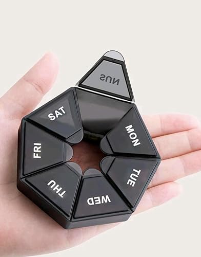 Miniatura 4 de Pastillero de plástico para 7 días, caja de dulces para tableta, almacenamiento portátil, organizador de viaje, dispensador de píldoras (azul)