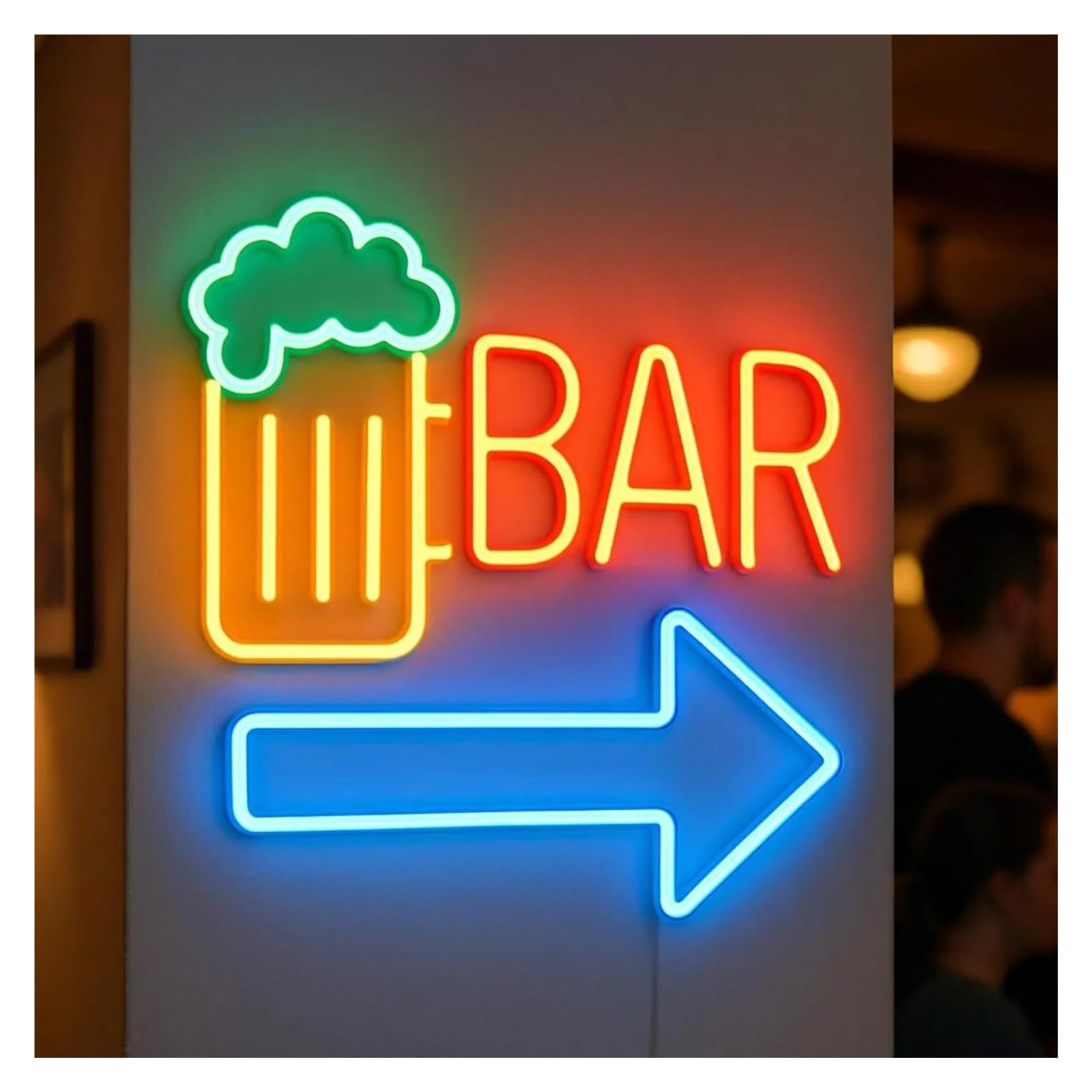 Wiszące neony artystyczne Neon Na Barze, Kufel Do Piwa Ze Strzałką, Dekoracja Witryny Sklepowej, Bary, Imprezy, Lampy Ściemnialne, 50cm