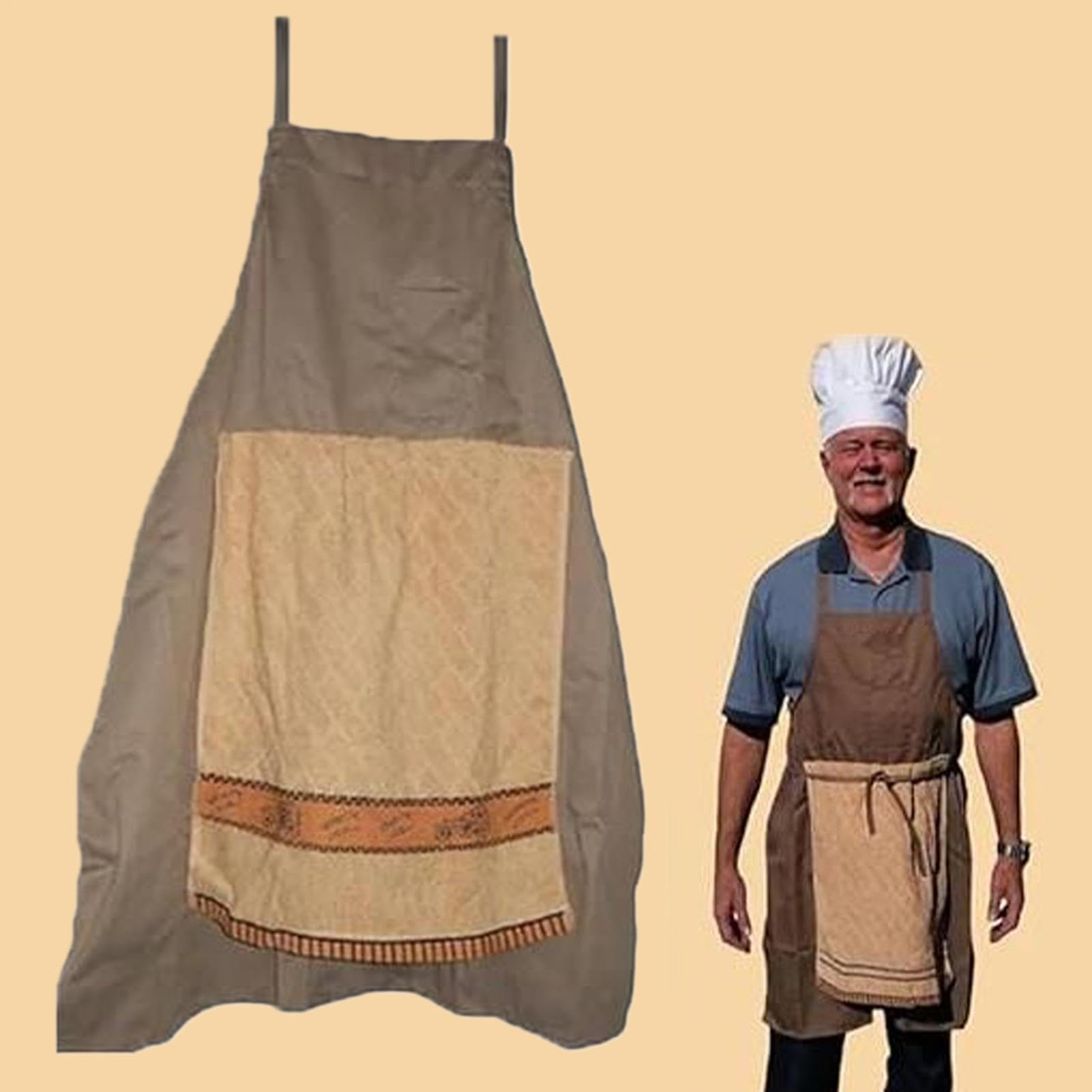 Delantal De Broma De Chef, Delantales De Broma Creativos Para Hombres | Chef's Prank Apron, Delantal Regalo Con Bavío Sorpresas Escondido En El Bolsillo Para Barbacoa, Taller, Catering, Cocina