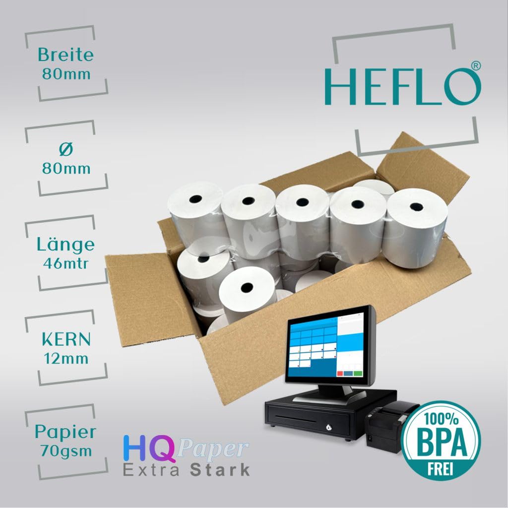 25x Thermorollen 80mm x 80mm High Qquality Kassenrolle Bonrollen Thermorollen z. B. für Epson TM-H5000, TM-H6000, TM-L90, TM-T5000, TM-T80, TM-T85, TM-T88, TM-T88II, TM-T88III, TM-T88IV, TM-T90