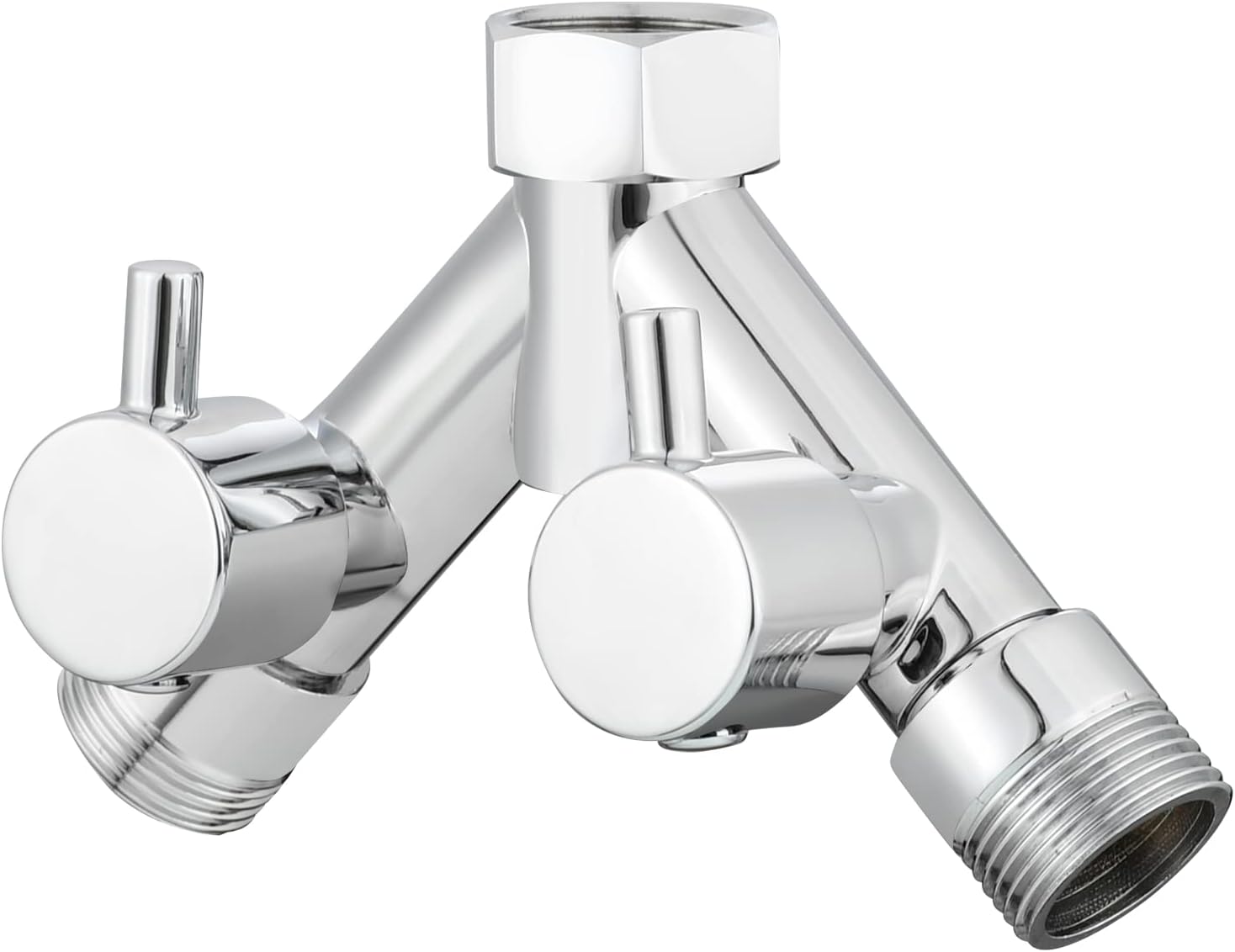 Tecmolog Brass Water Faucet Splitter 2 Way 3/4" Hose Y Connector for Garden Hose and Shower Hose, Chrome, DSF015A