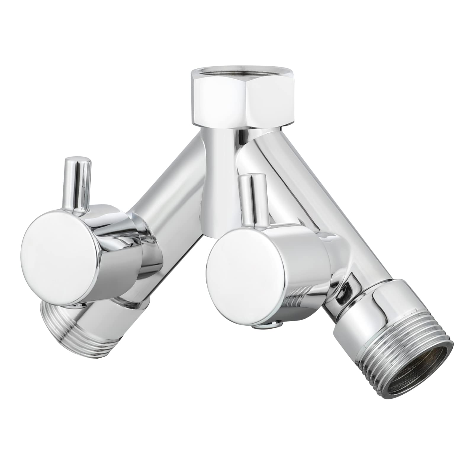 Tecmolog Distributore a 4 Vie in Ottone Connettore a Y Sdoppiatore Rubinetto per Tubo da Giardino Cromato, DSF015A