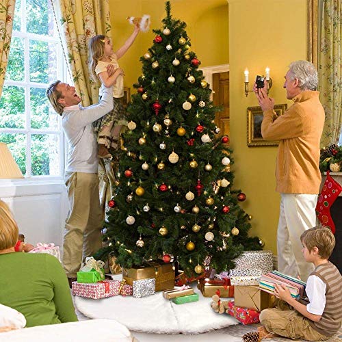 AMAES Saia para árvore de Natal de 76 cm, saia clássica de árvore de Natal com pele sintética branca