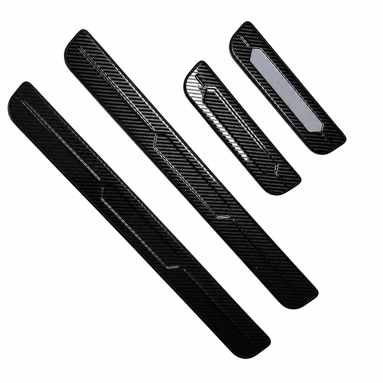 WBNLCRTD 4 PCS Pressed Carbon Fibre Car Door Sill Protectors for VW Touareg 2011-2018, Anti Scratch Scuff Plates,B