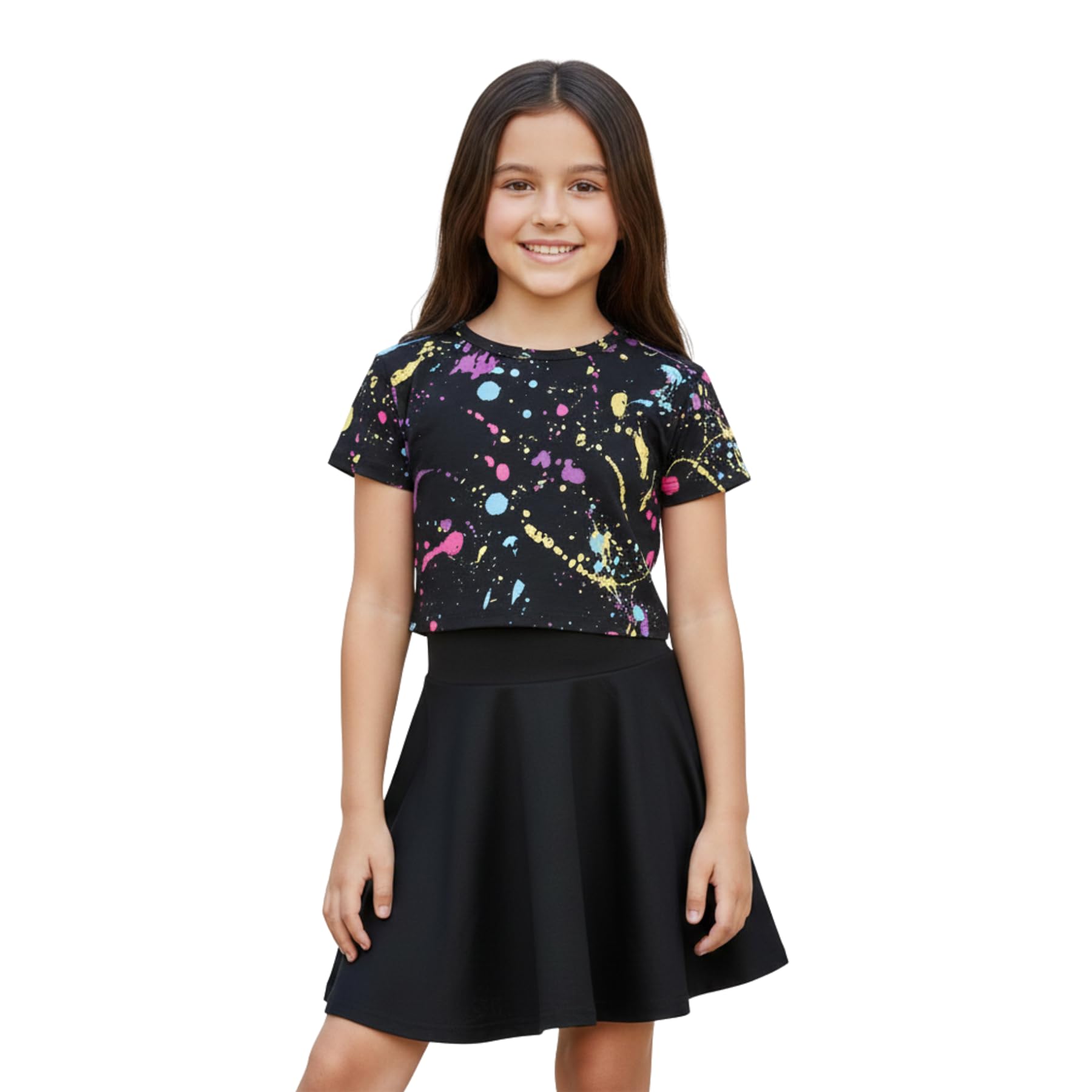 A2z 4 Kids Girls Crop & Skirt Set Splash Crop Top Legging Sets Soft Stretchy Durable Stylish - Splash 240 ._13