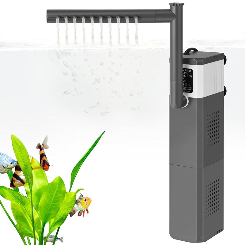Filtro para Aquário Submersível 15W com Esponjas, Vazão de 795 L/h e Controle Ajustável VILLNO – 94,6 a 208,2 L