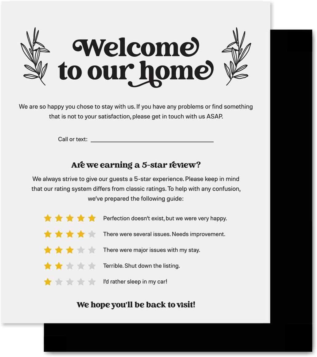 Guest Review Rating Magnet, 5" x 6" Magnetic Welcome Sign, Feedback Supplies for Vacation Homes, Guest Rooms, Airbnb, VRBO, Short-Term Rentals, Executive Suites, Hotels (Farmhouse)