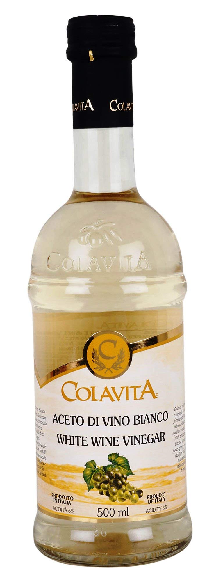 Colavita White Wine Italian Vinegar 500ml | Pairs well with Meats, White Sauces, Vegetables, Salads, Fish, and Rice | No Artificial Colors