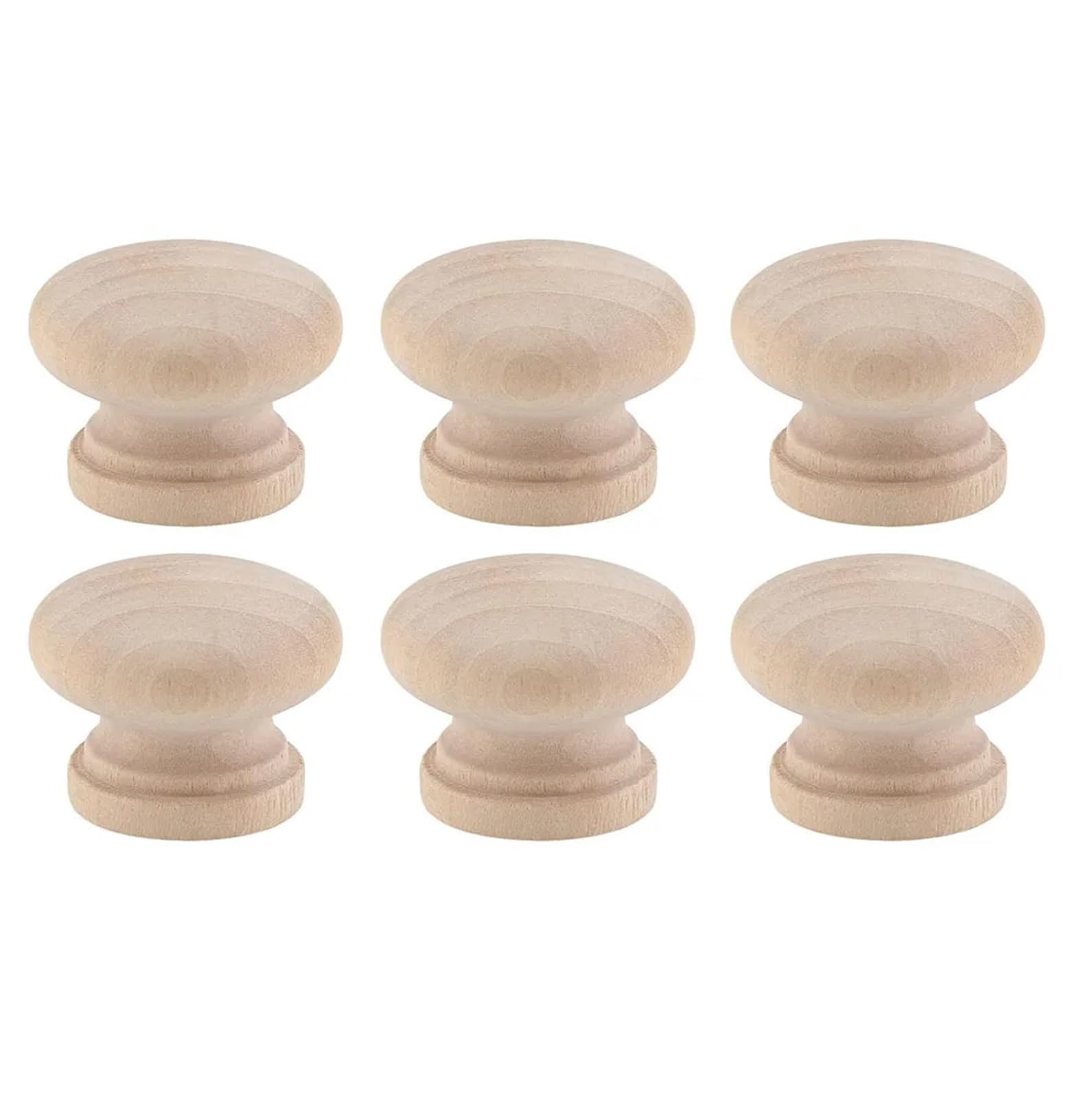 SNGUOQ 4/6pcs Round Wooden Cabinet Knobs 1-3/8" (35mm) Unfinished Pulls Mushroom Shape Wood for Dresser Drawer for Cabinet Drawer Shoes(6Pcs)