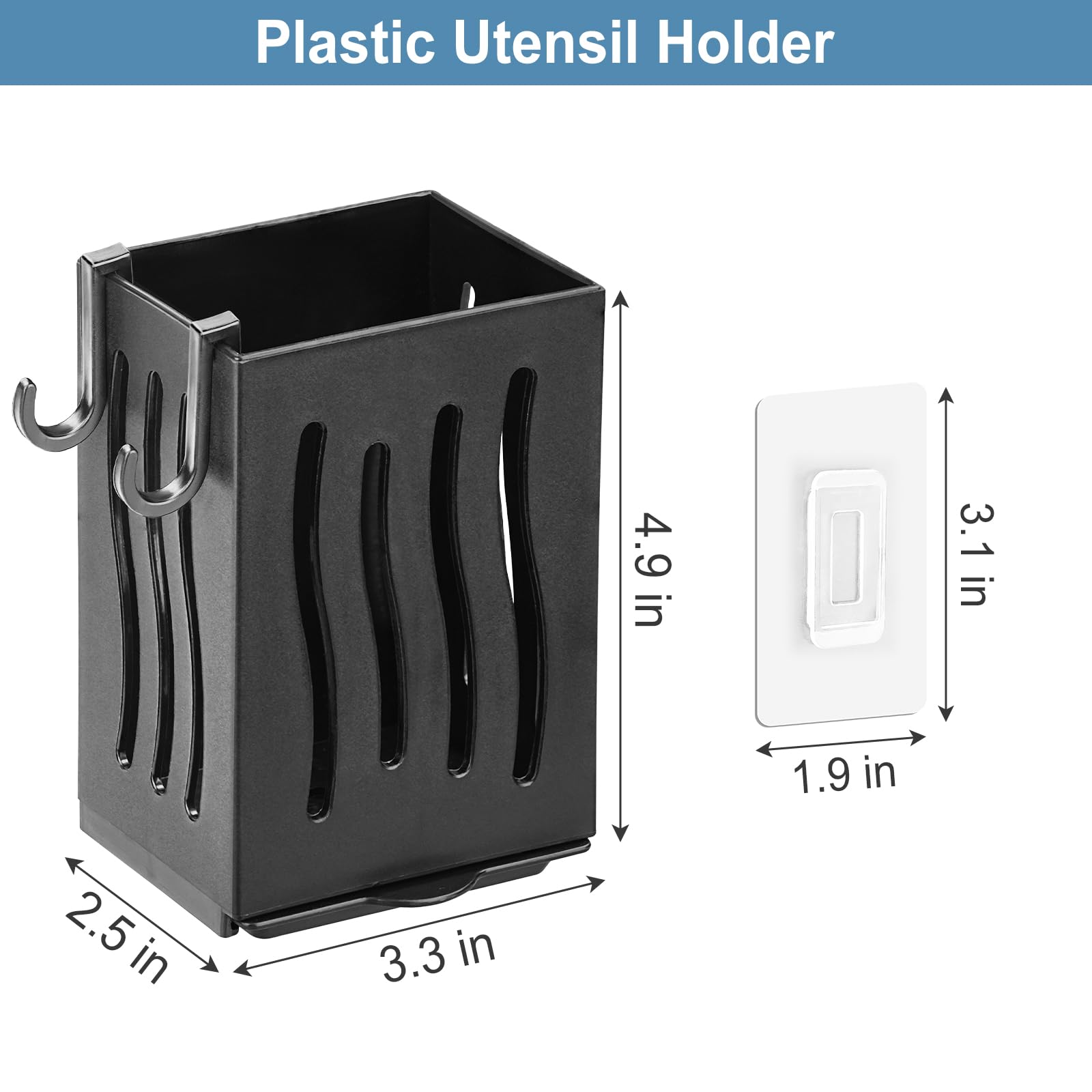 Estante de secado de utensilios, 4 soportes para utensilios de pared, accesorios de cesta de drenaje de cocina, escurridor de platos de plástico, cubiertos, tenedor, cuchara, organizador con