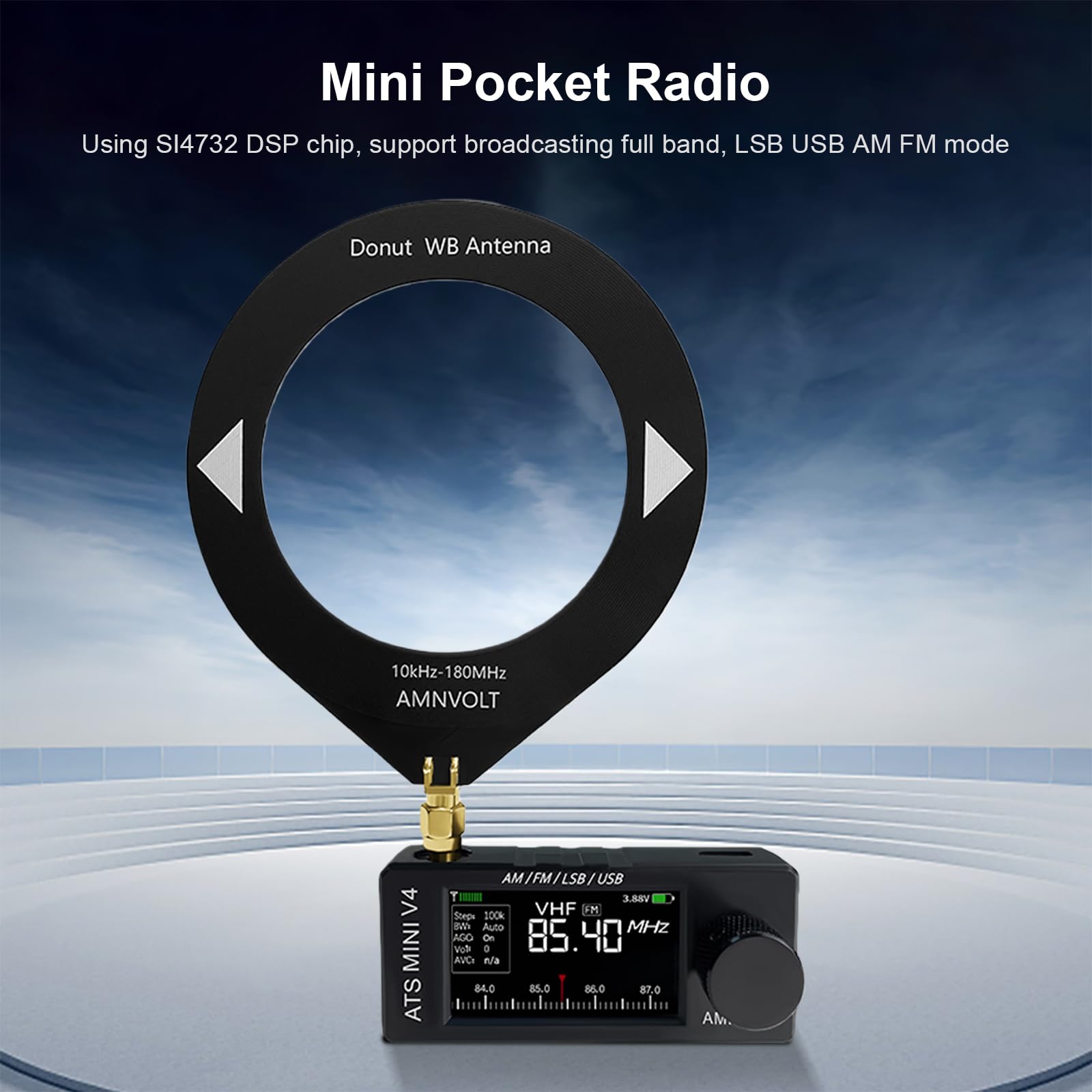 AMNVOLT V4 ATS MINI DSP Radio, Si4732 ESP32-S3 Full-Band Radio with Headphone Amplifier, 1.9" IPS Screen AM/FM/LSB/USB Receiver for Outdoor Adventures, Travel, and Daily Use - 5