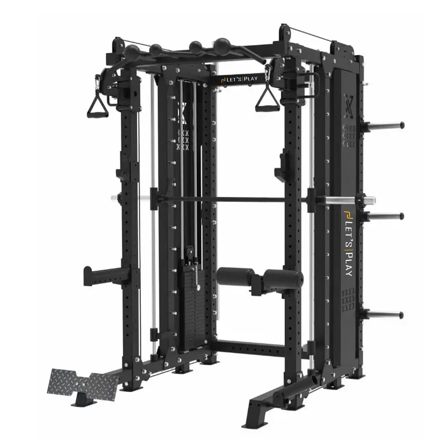Lets Play Commercial Multi-Functional Power Squat Rack with Integrated Smith Machine – Full Body Strength Trainer for Home and Gym Use | Lifetime Frame Warranty-image-4