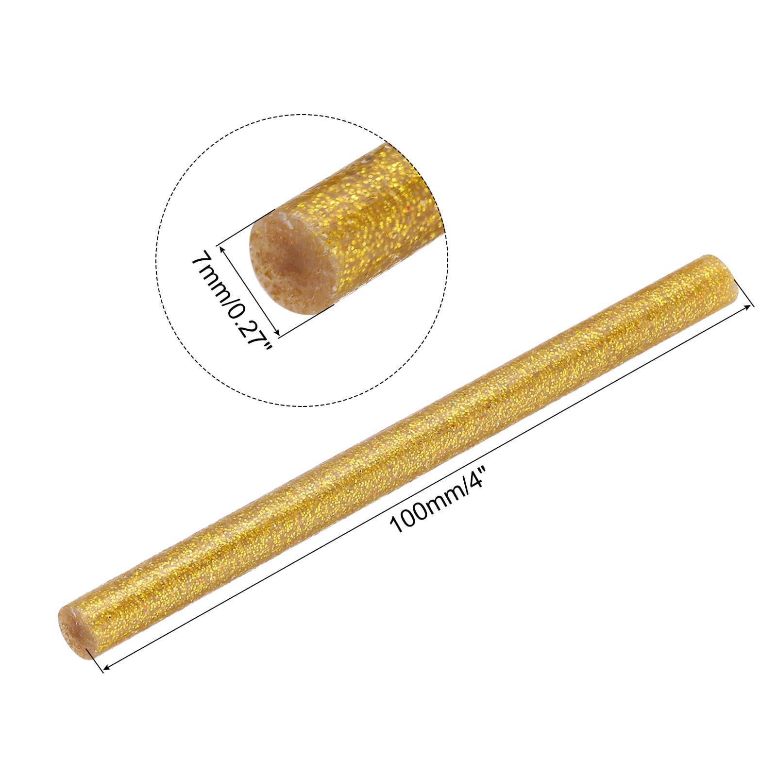 QUARKZMAN Barras de Pegamento Caliente Mini para Pistola de Pegamento 0.27" x 4" Brillo Dorado 12 Piezas
