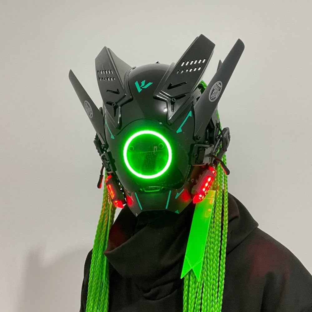 XYRuiRui] 近未来コスプレマスク LED発光コスプレフルフェイスマスク