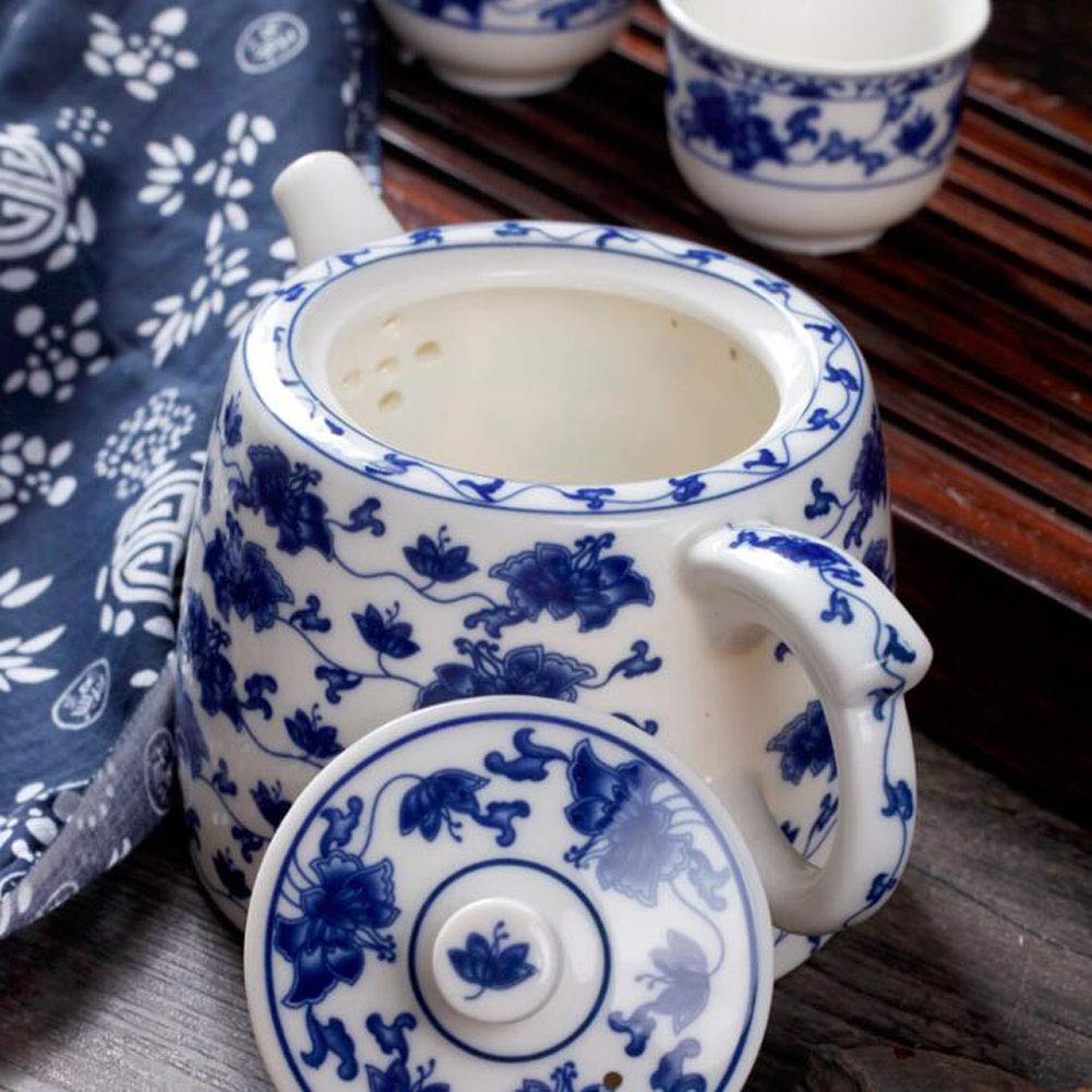 Tetera china Jingdezhen pintada a mano antigua de alta capacidad de porcelana azul y blanca - NO.38