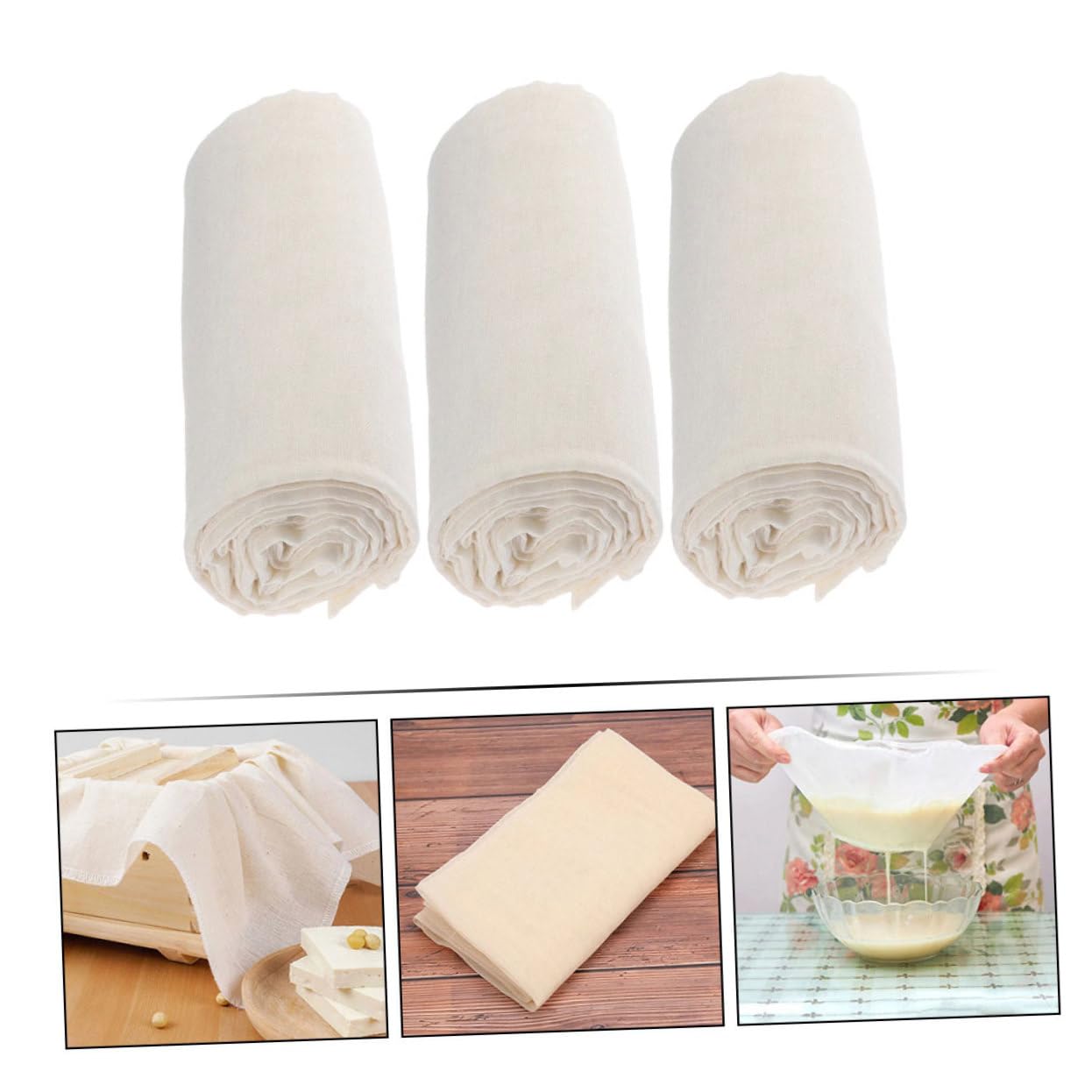 PRETYZOOM 6-pack Multi-use Kitchen Cheese Cloth Soft Cotton Fabric Greek Yogurt Filter Cheesecloth Cooking Turkey Strainer Reusable Washable Set of 6