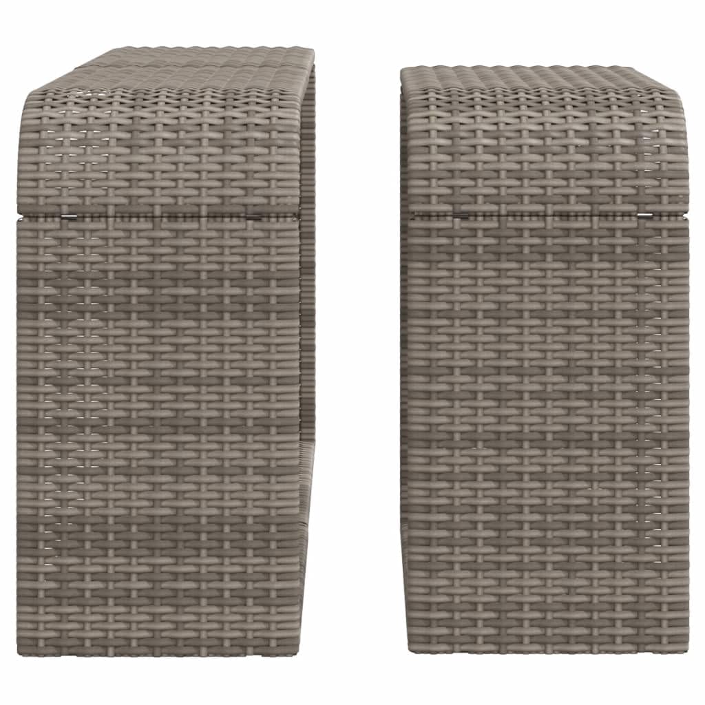 Outdoor-Regal Set aus Poly-Rattan, 2er Set Gartenregale für Pool und Terrasse, Wetterfestes Stauraum-Regalsystem, Grau