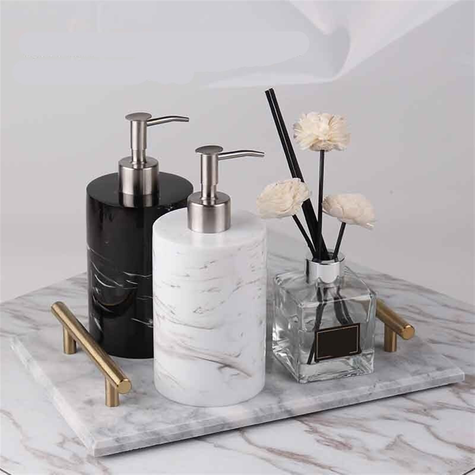 Genérico Hermoso dispensador de jabón con Cabezal de Bomba Plateado para Mano y Plato para encimera de baño, Fregadero de Cocina, decoración de baño (Negro) (Negro)