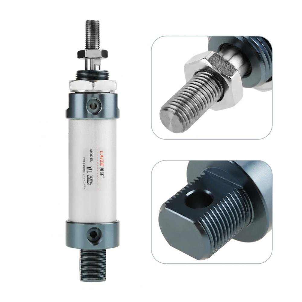 Cilindro neumático de aire pequeño Cilindro de doble efecto de 25 mm de diámetro 25 mm Carrera de una sola barra