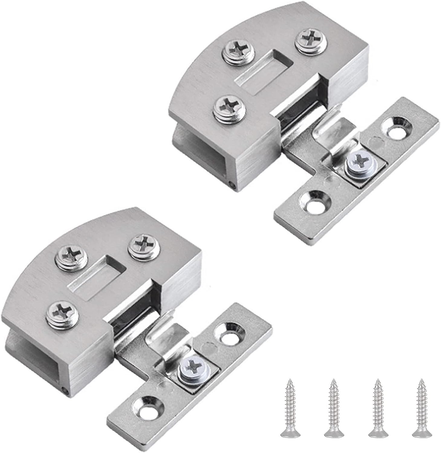 Nviusdsj Brushed Surface Hinges, 2Pcs Adjustable Zinc Alloy Side-Mount Pivot Hinges 90 Degree S For 5-7Mm Frameless Glass Cabinet Door(Brushed Surface)