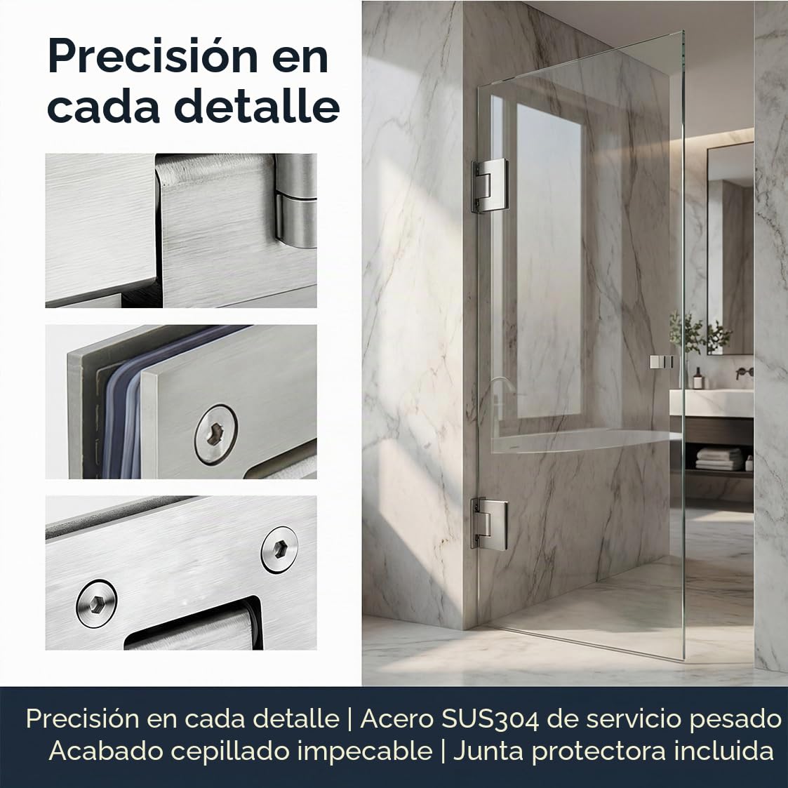 Dos clips de cristal de apertura de 90°, 8-12 mm, acero inoxidable, montaje en pared, sin marco, montaje en cristal, bisagra para puerta de ducha T-Clip