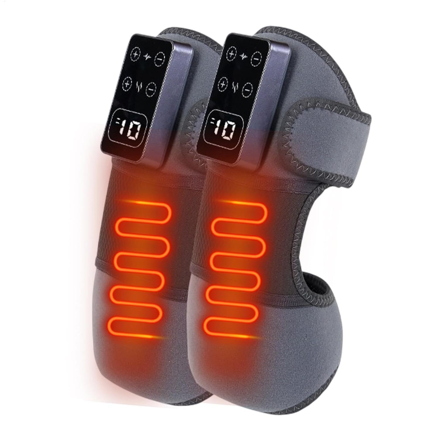 Rodillera térmica,Calentadores de rodilla,Rodillera térmica Masajeador de rodilla inalámbrico con calor y vibración,5 niveles de calefacción y 3 modos de vibración almohadilla de calefacción (2pcs)